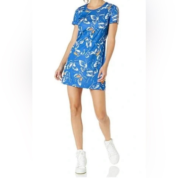adidas Dresses & Skirts - Adidas x Farm Rio Butterfly Print Mini Dress Blue Short Sleeves Scoop